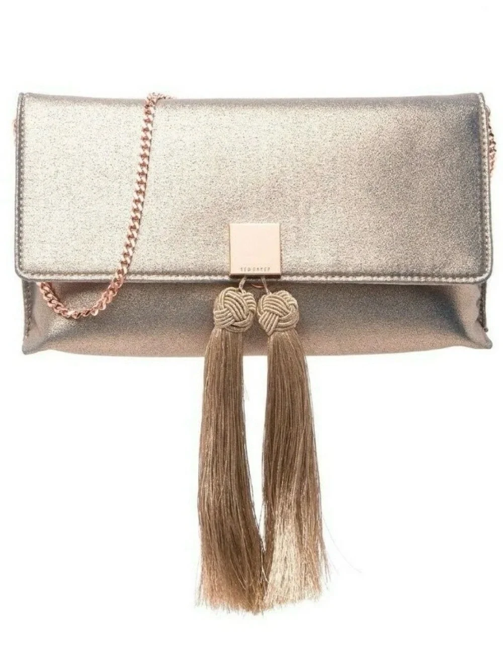 Ted Baker - KATHIE- Satin Brocade Tassel Clutch - Rose Gold -MSRP - $129